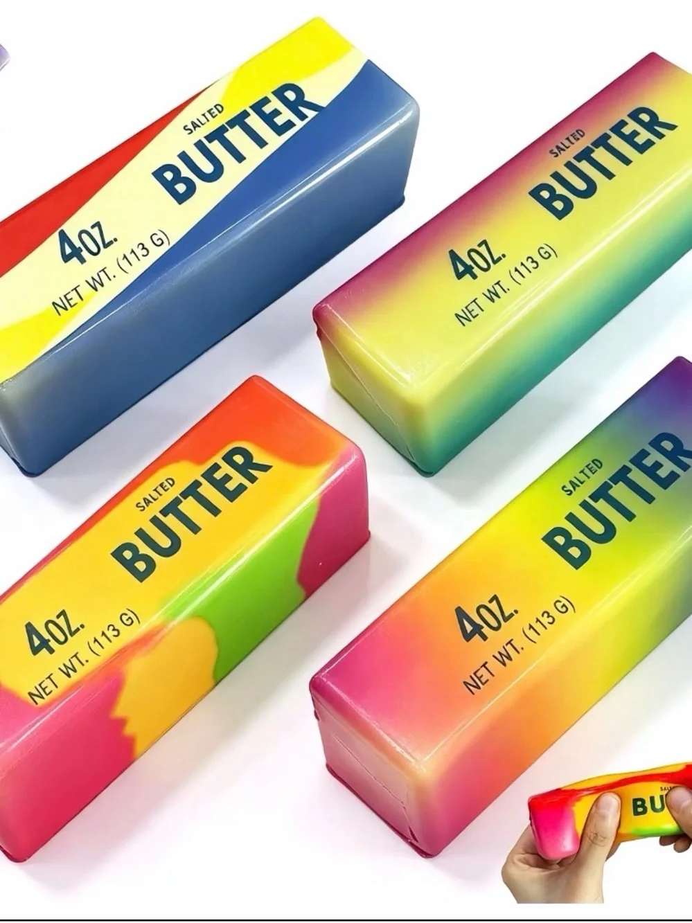 3 Pack Rainbow Butter Stick Squishy Toy Slow Rising Stress Relief Squeeze Toy⁠